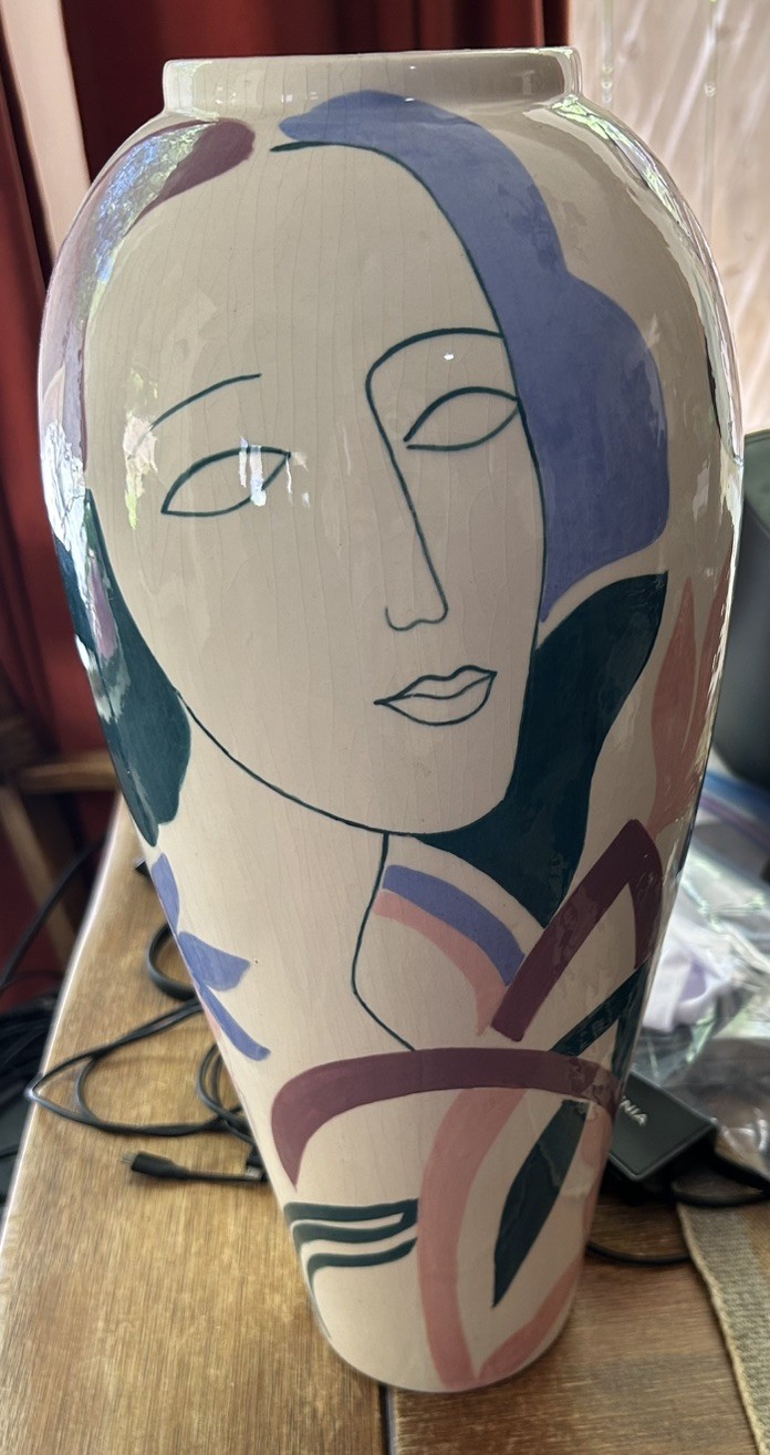 Vintage 15” Slava 1984 Abstract Post Modern 1970 80s STUDIO POTTERY Vase Female