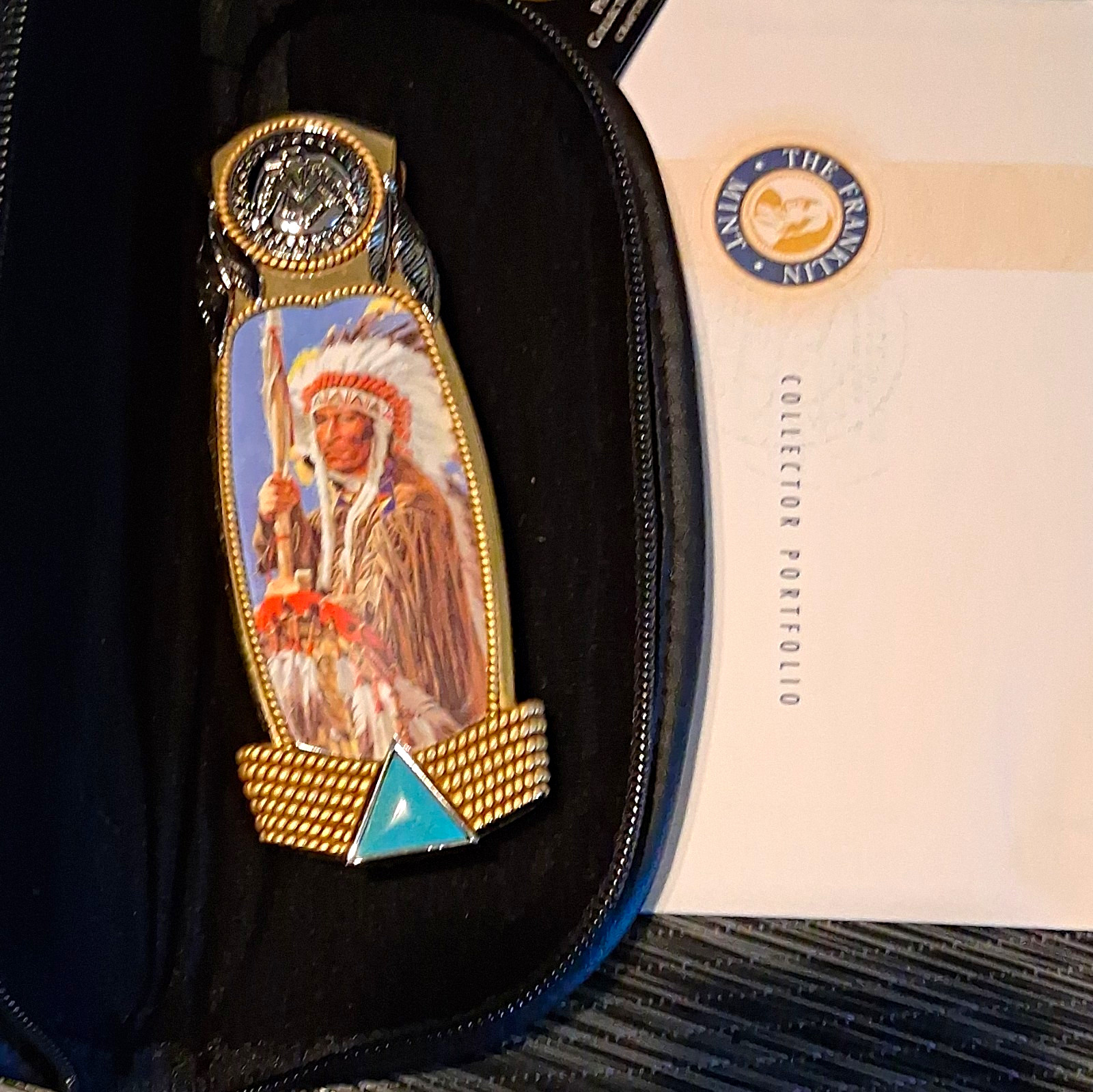Franklin Mint Collector Portfolio 1-Blade Lockback Pocketknife Gold Tone 1984