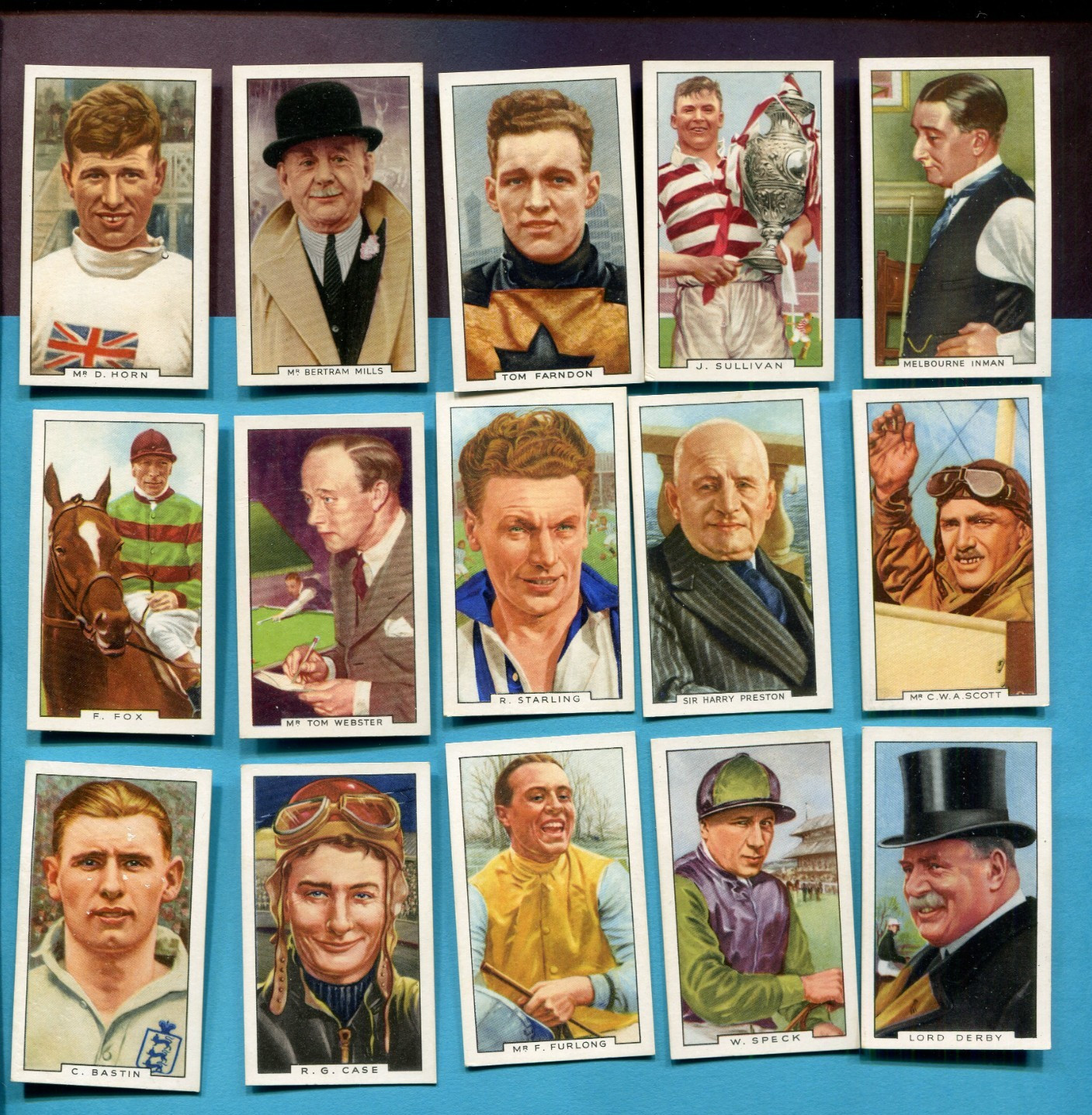 1936 GALLAHER LTD. SPORTING PERSONALITIES 15 DIFFERENT TOBACCO CARD LOT