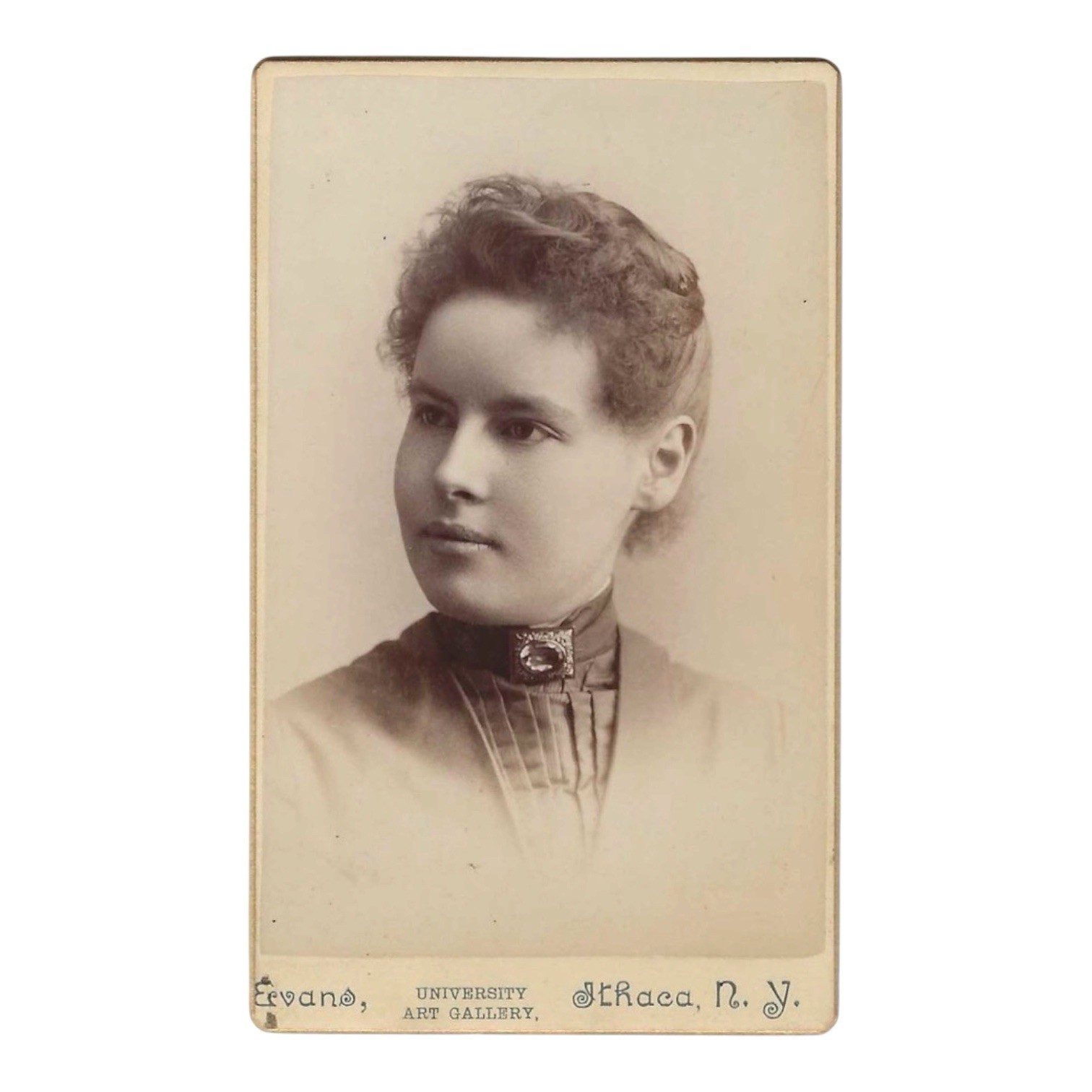 Antique CDV Photo Woman Victorian Portrait University Art Gallery Ithaca NY