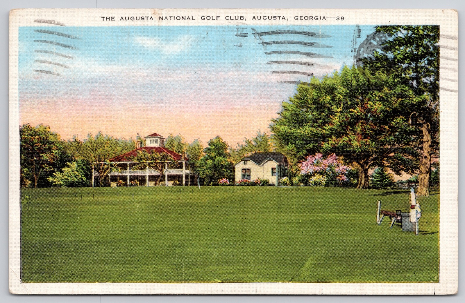 Augusta Georgia GA National Golf Club Clubhouse Postcard c1940s