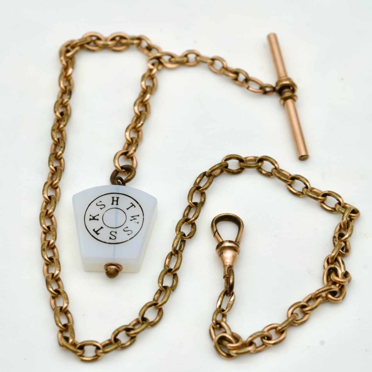 Antique Albert Style Gold Watch Chain with Masonic Keystone \