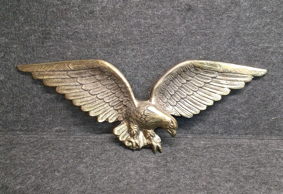 VTG Large Federal American Eagle Wall Hanging 24 inch Wingspan Solid Brass 7028