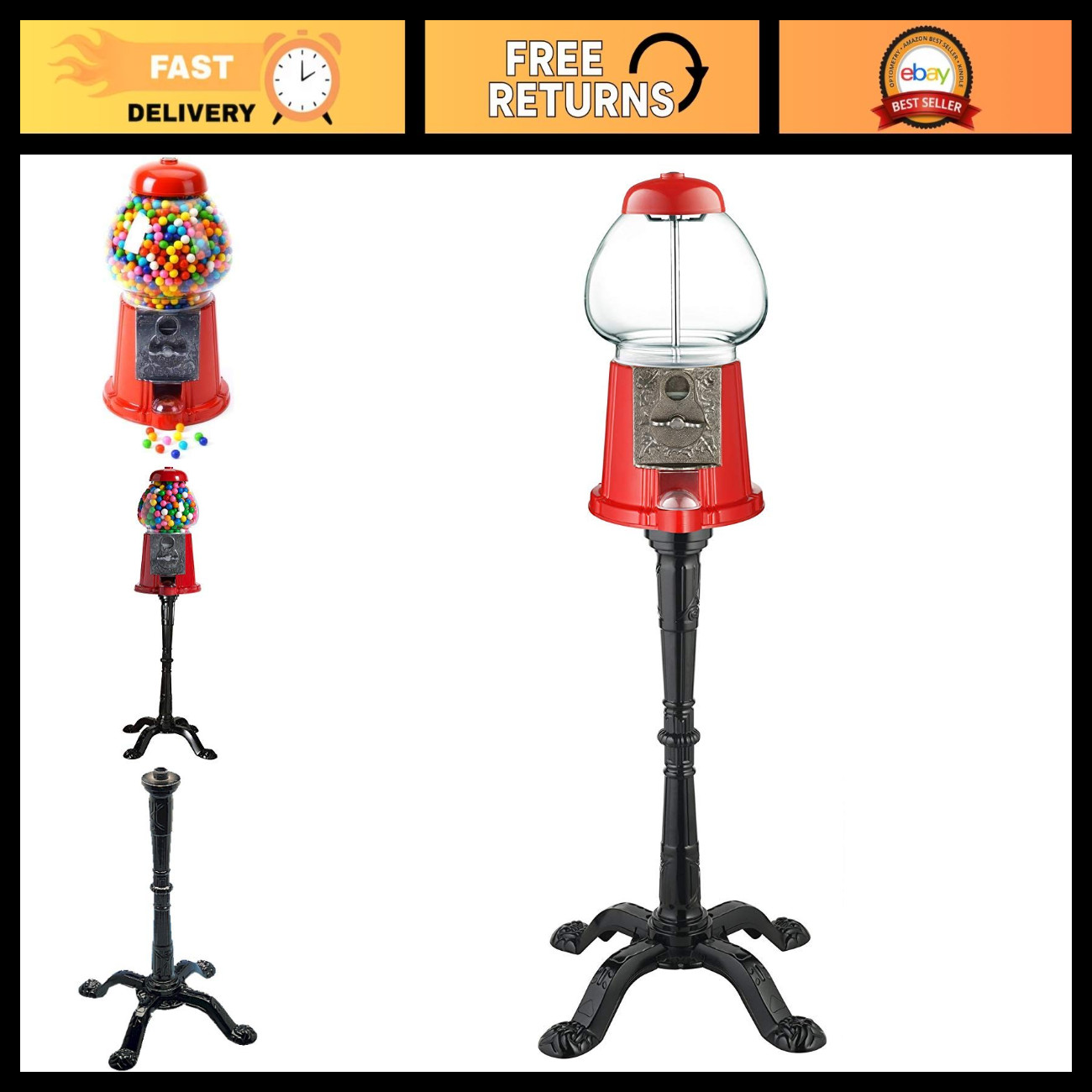 Large Gumball Machine Bank with Stand - Fun Candy Dispenser for Kids & Parties