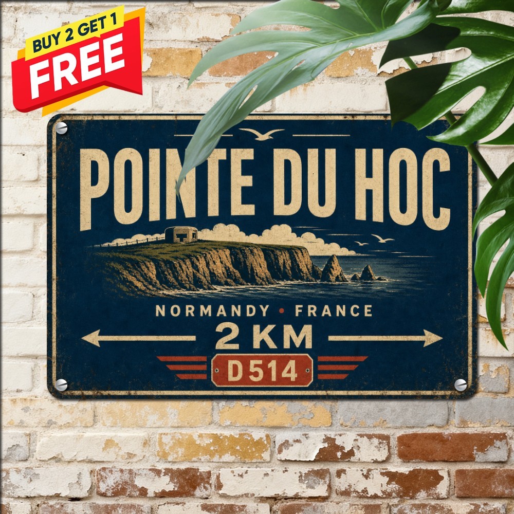 Historic Normandy Coast Military Battle Monument Metal Tin Sign Decor 8x12