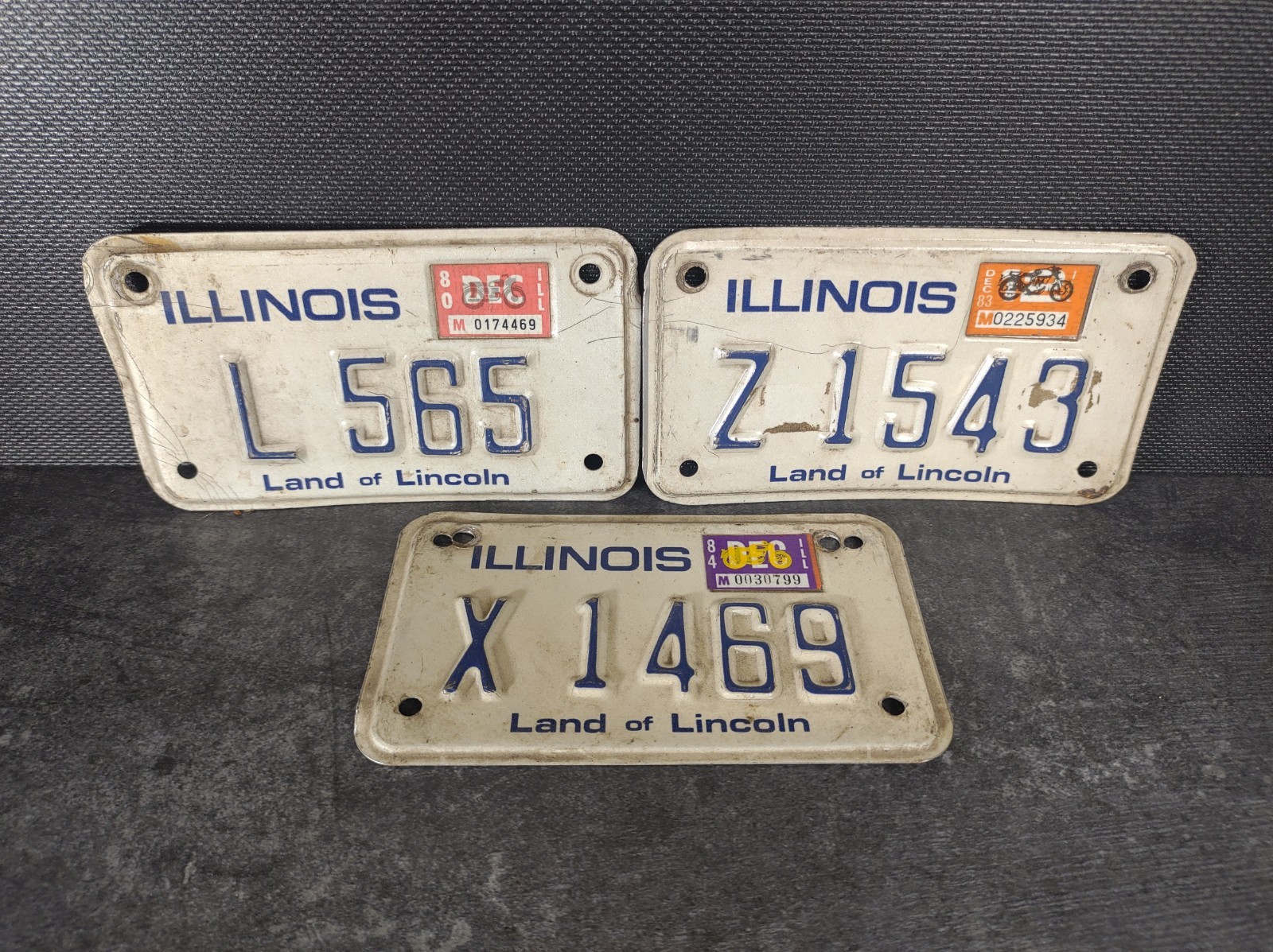Vintage Illinois Motorcycle License Plates 1980s  L Z X Lot General Store
