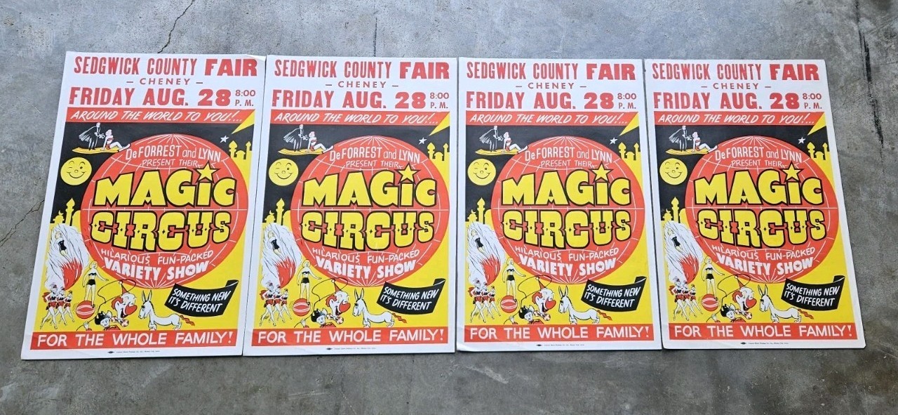Antique Circus Posters Sedgwick County Fair KS 1950s 1960s NOS New Old Stock