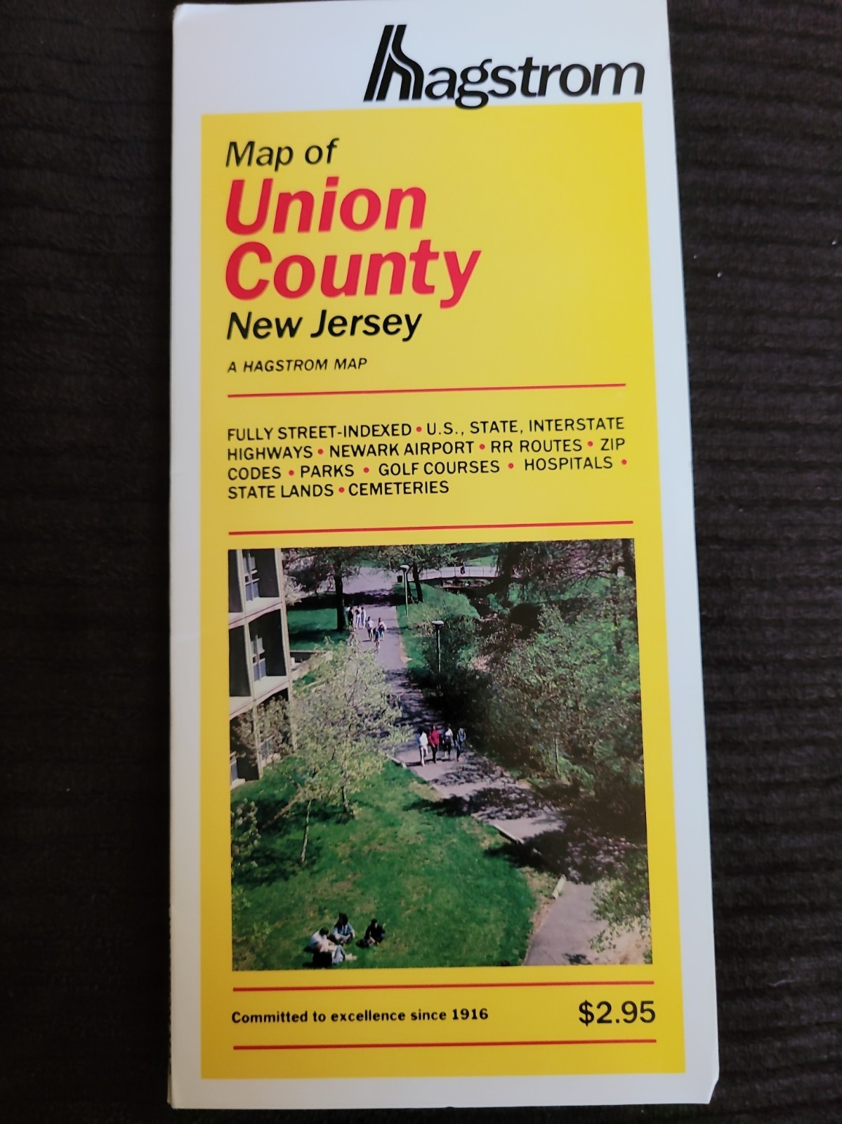 Vintage 1987 Hagstrom Map Union County New Jersey Very Good Condition