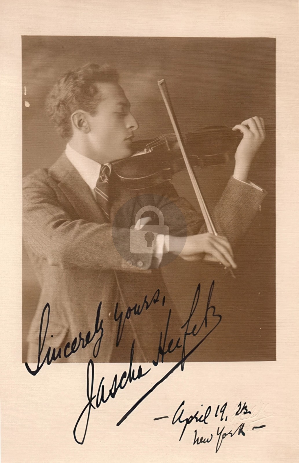 Jascha Heifetz Early Signed Autograph Photo Postcard COPY