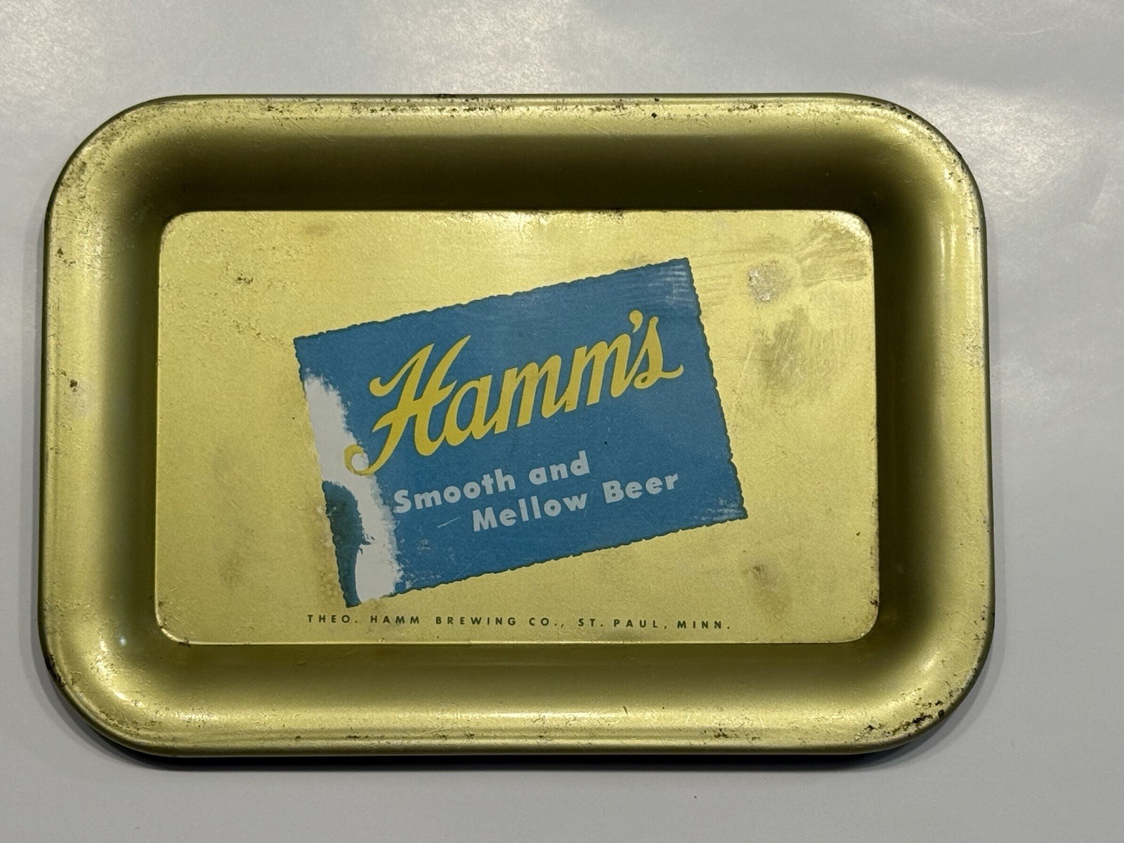 Vintage 1940's Hamms Smooth & Mellow Beer Tin Tip Tray