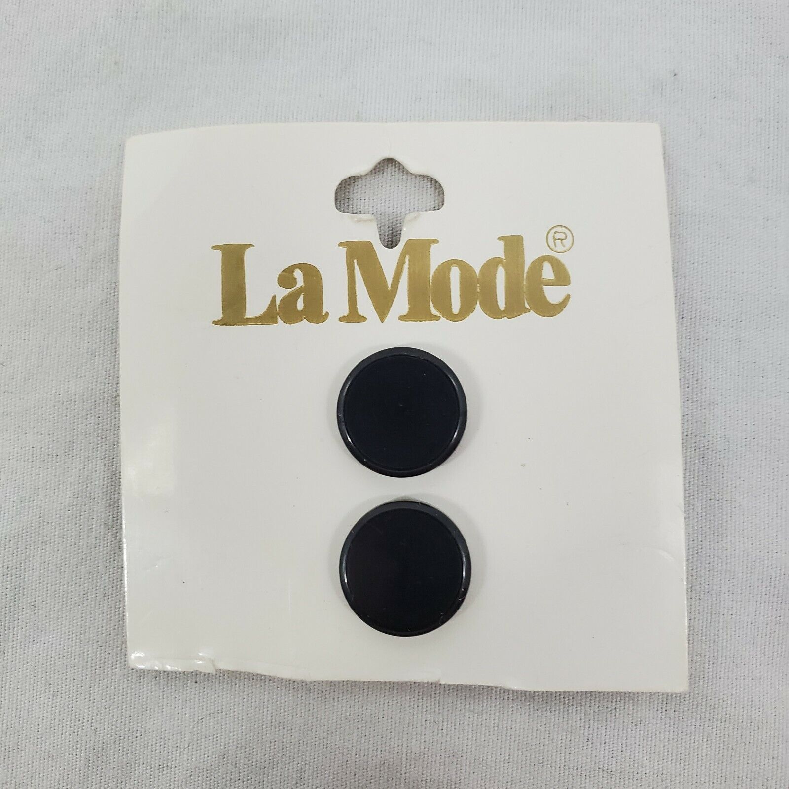 VINTAGE ~ Le Mode Buttons - Black Round Sew on Type 3/8\
