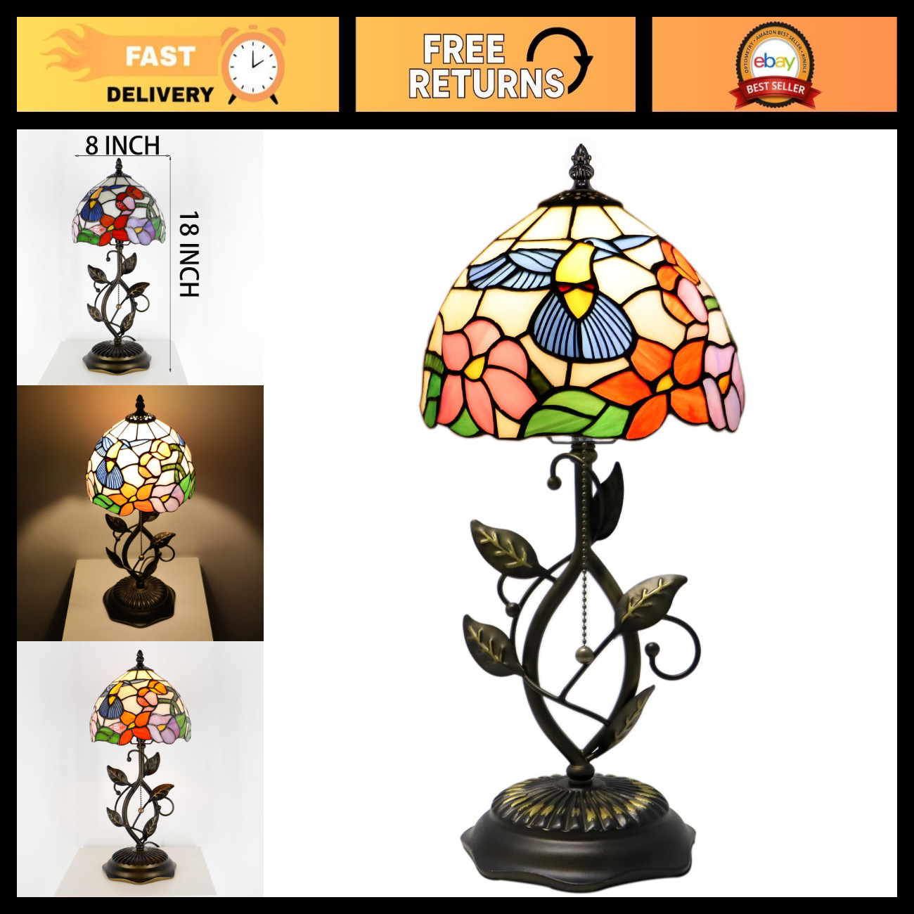 Stained Glass Table Lamp, 18\
