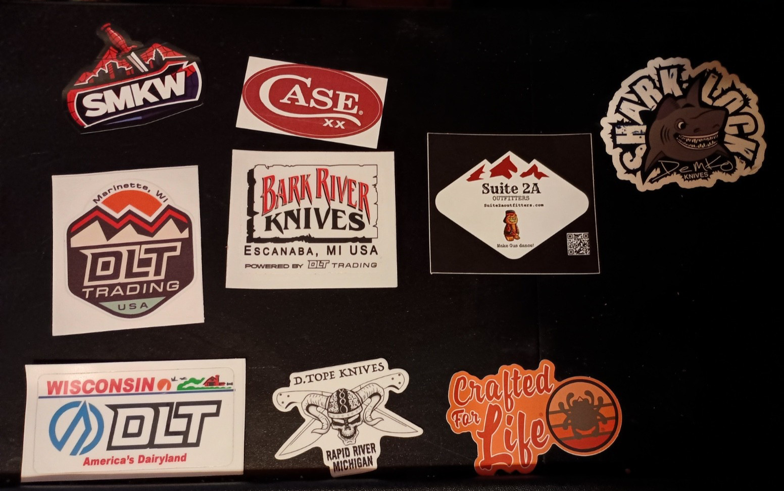 LOT OF  9 KNIFE RELATED STICKERS Card
