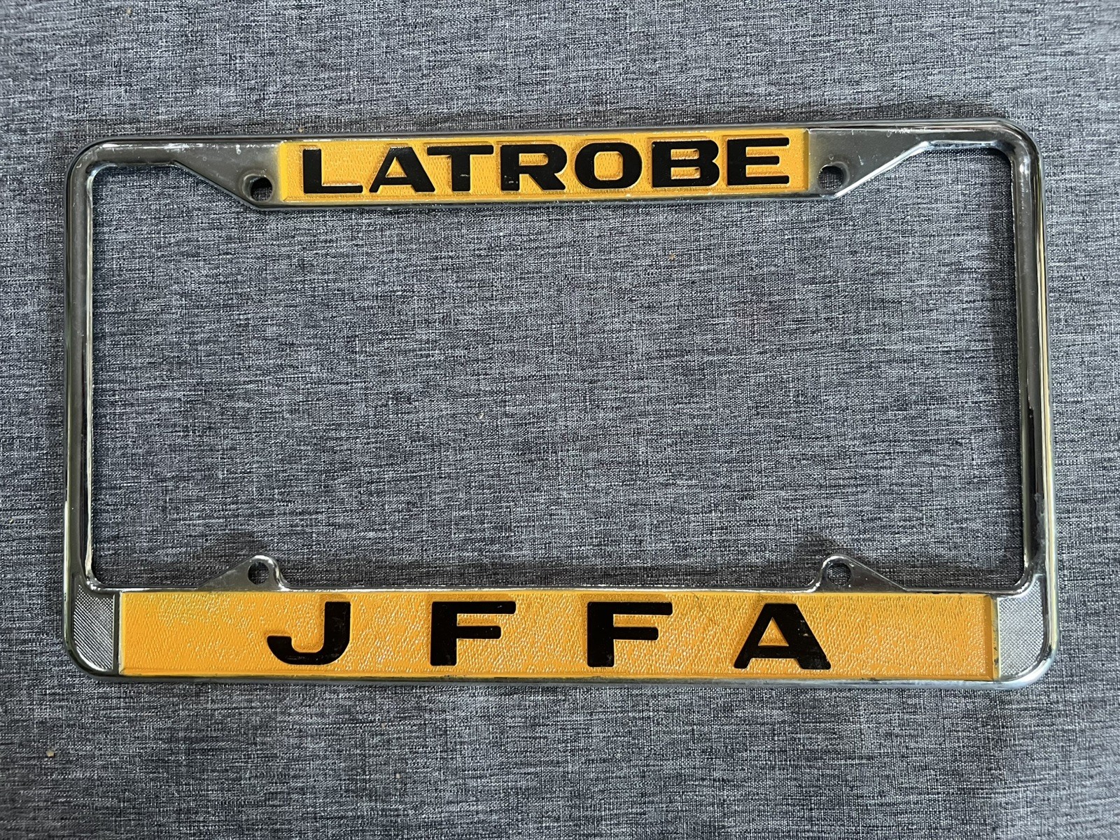Vintage Latrobe PA License Plate DEALER FRAME - JFFA Pennsylvania