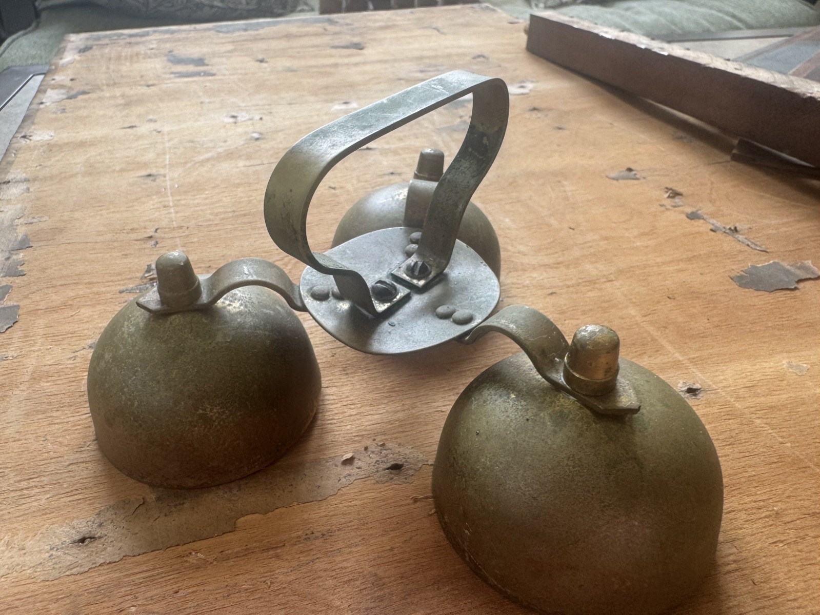 Older Antique Hand Bells, Church Communion Bells set of 3