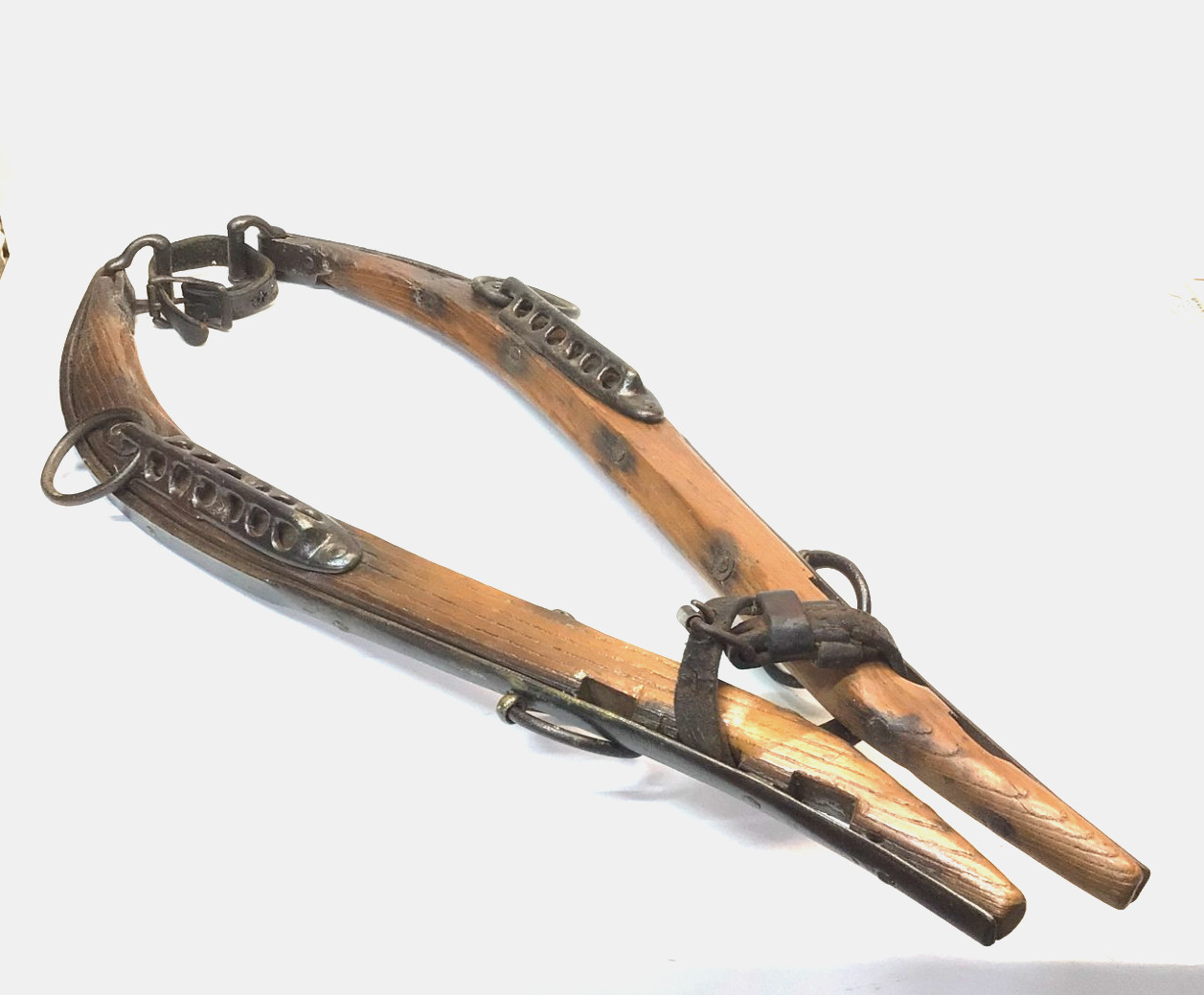 Antique Early 1900\'s Vintage Horse Hames w/Orig. Wood, Leather & Iron
