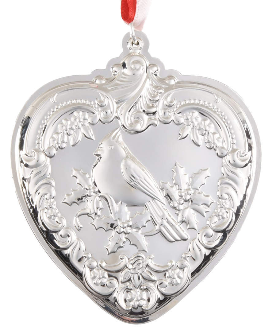 Wallace Silver Grande Baroque Heart 2016 Bird Perched - 3 3/4ht - Boxed 10927288