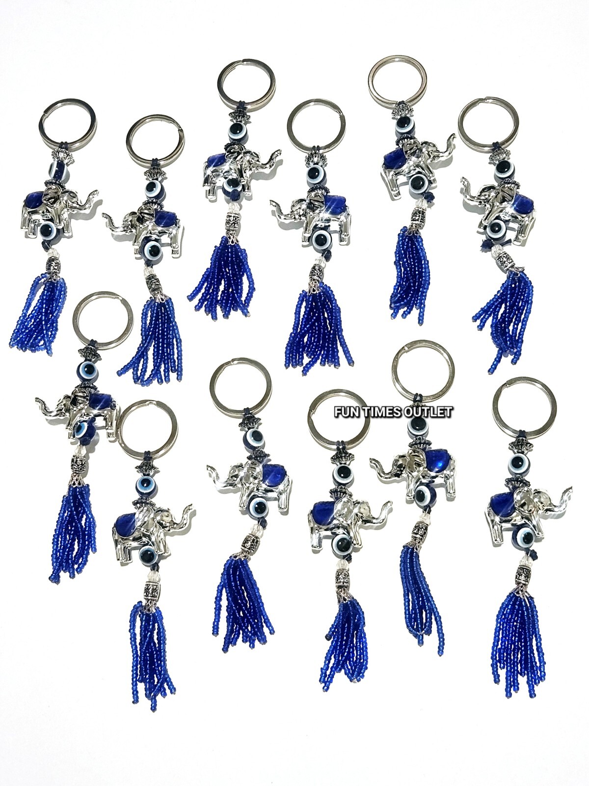 12 Pc Feng Shui Evil Eye Lucky Elephant Keychain Protection Llaveros Mal De Ojo 