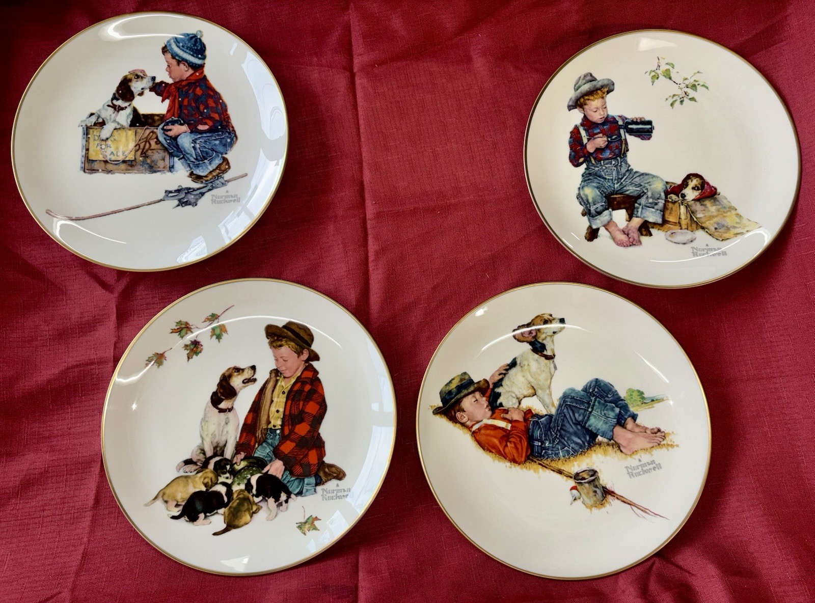 1971 Gorham Norman Rockwell Four Seasons 10.5” Collector Plates Original. Boxes