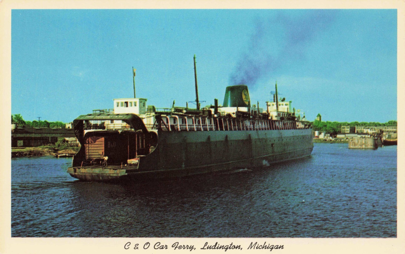 Vintage C & O Car Ferry Ludington Michigan Postcard