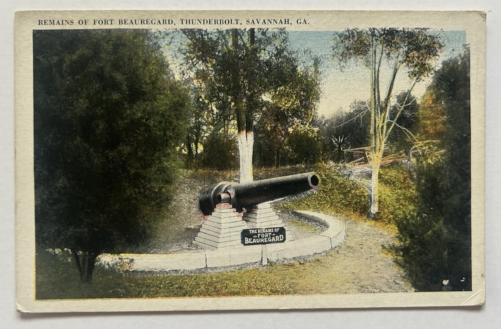 Fort Beauregard Thunderbolt Savannah GA Cannon c1910s Postcard B4