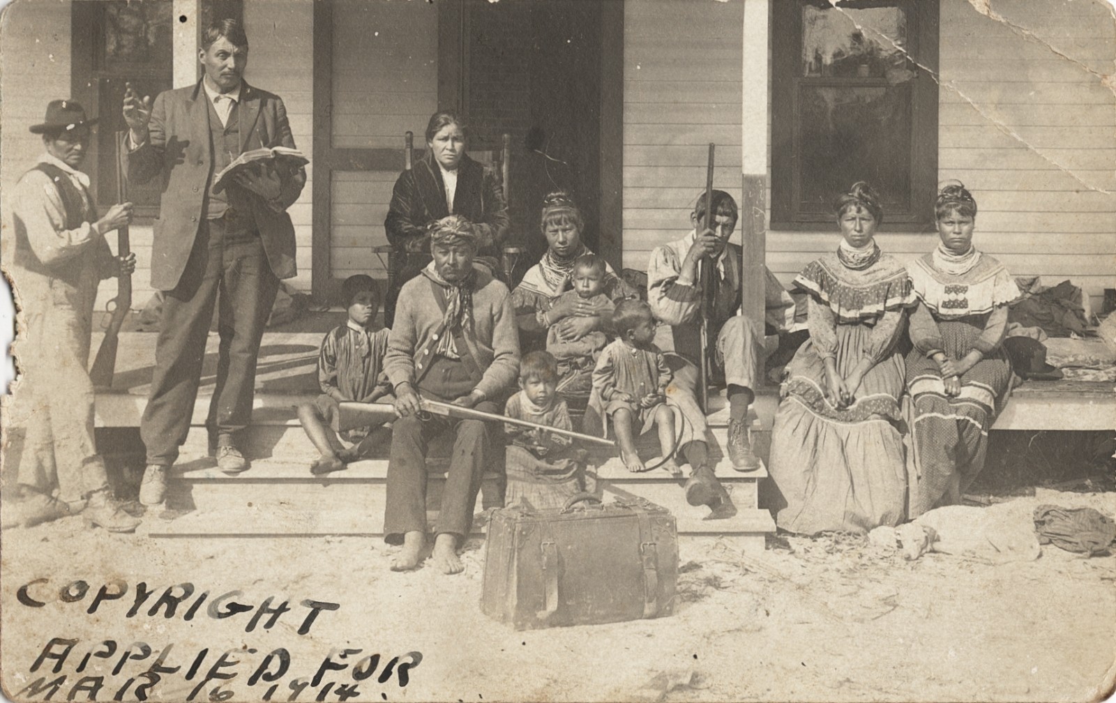 1914 Rev. Albert Stake with Group of Seminole Indian RPPC by C. F. Hancock
