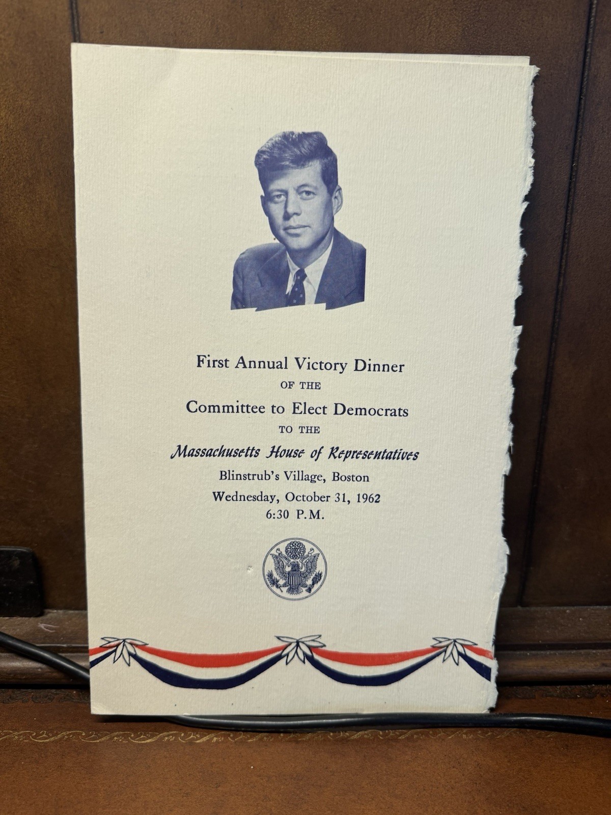 President John F. Kennedy First Annual Victory Dinner Program 1962 Boston