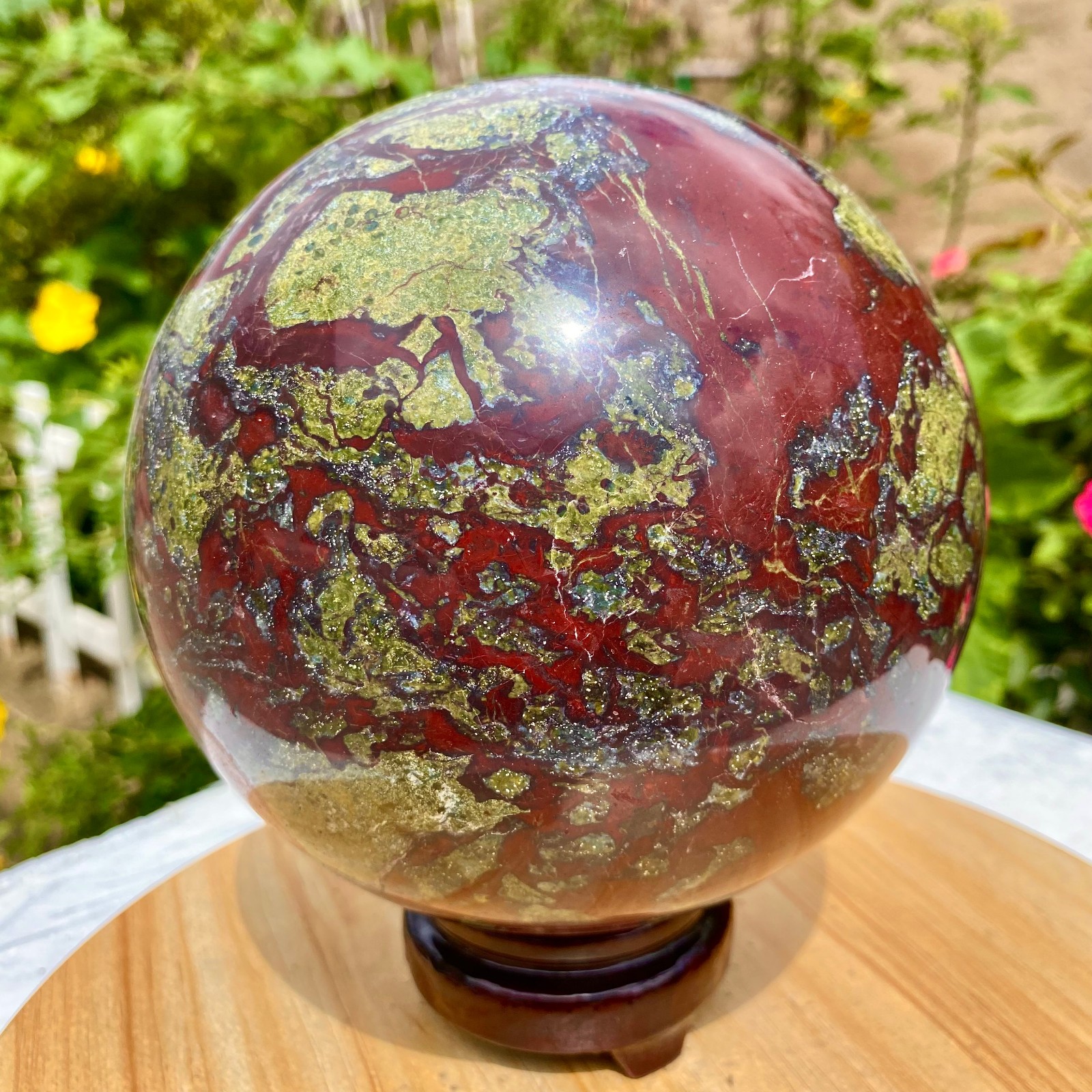 10.4LB  Polished Natural Dragon Blood Jasper Sphere Crystal Sphere Healing Medit