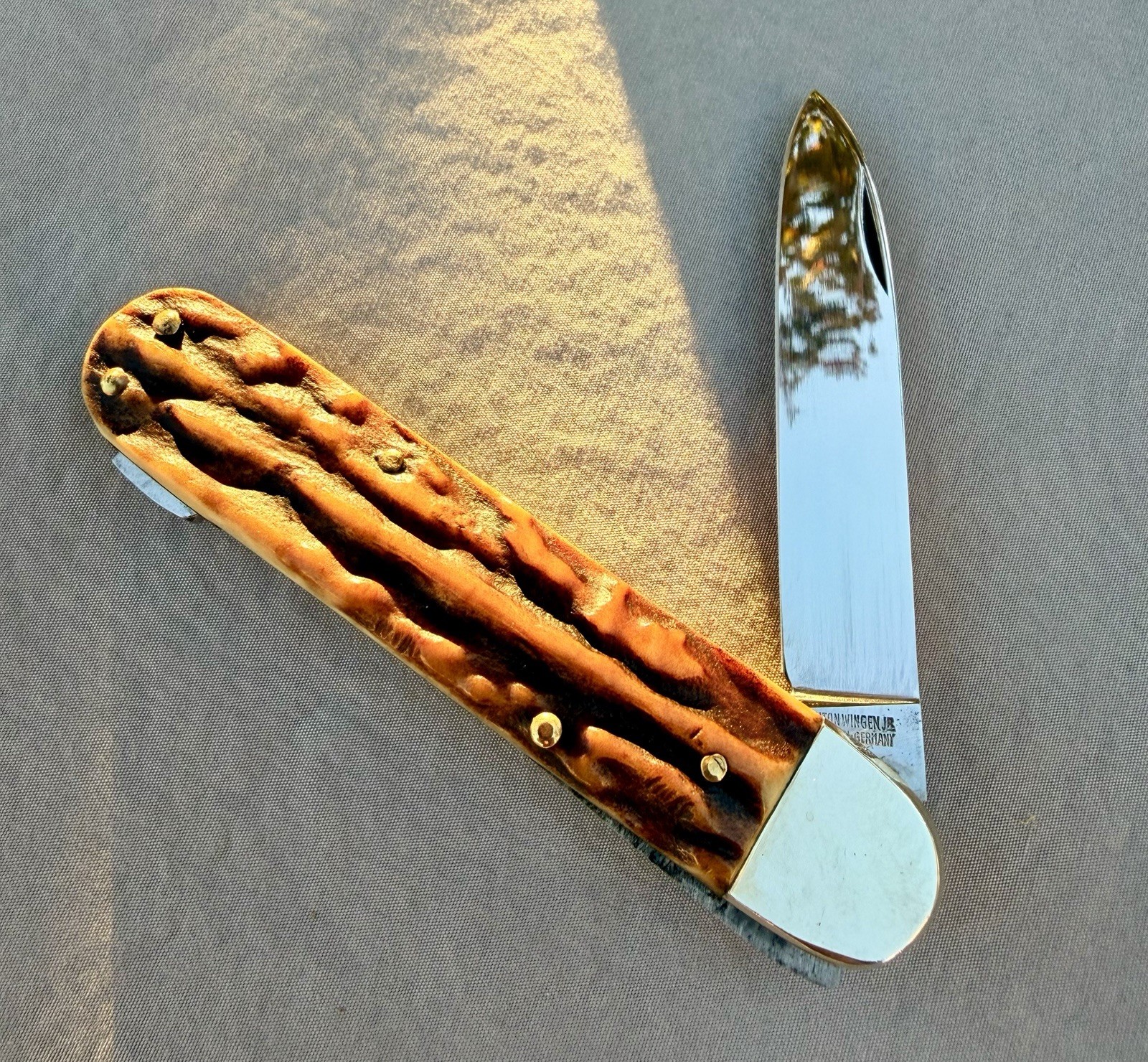 Vintage Anton Wingen Jr Solingen Germany Stag Single Blade Locking Knife