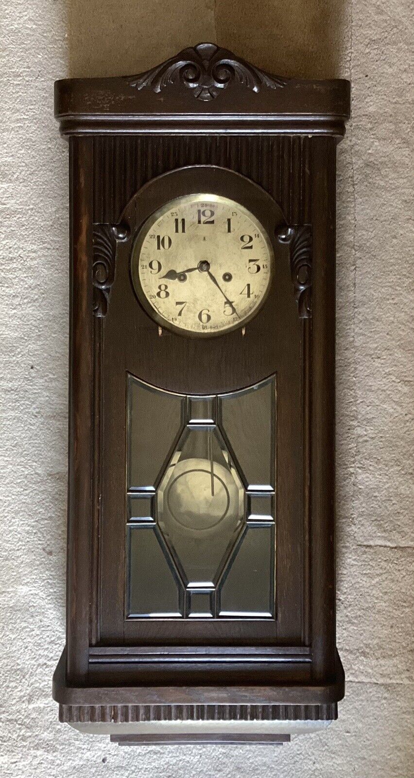Antique Zegar Gustov Becker Trio Gong Wall Hanging Clock, 34” T x 14” W
