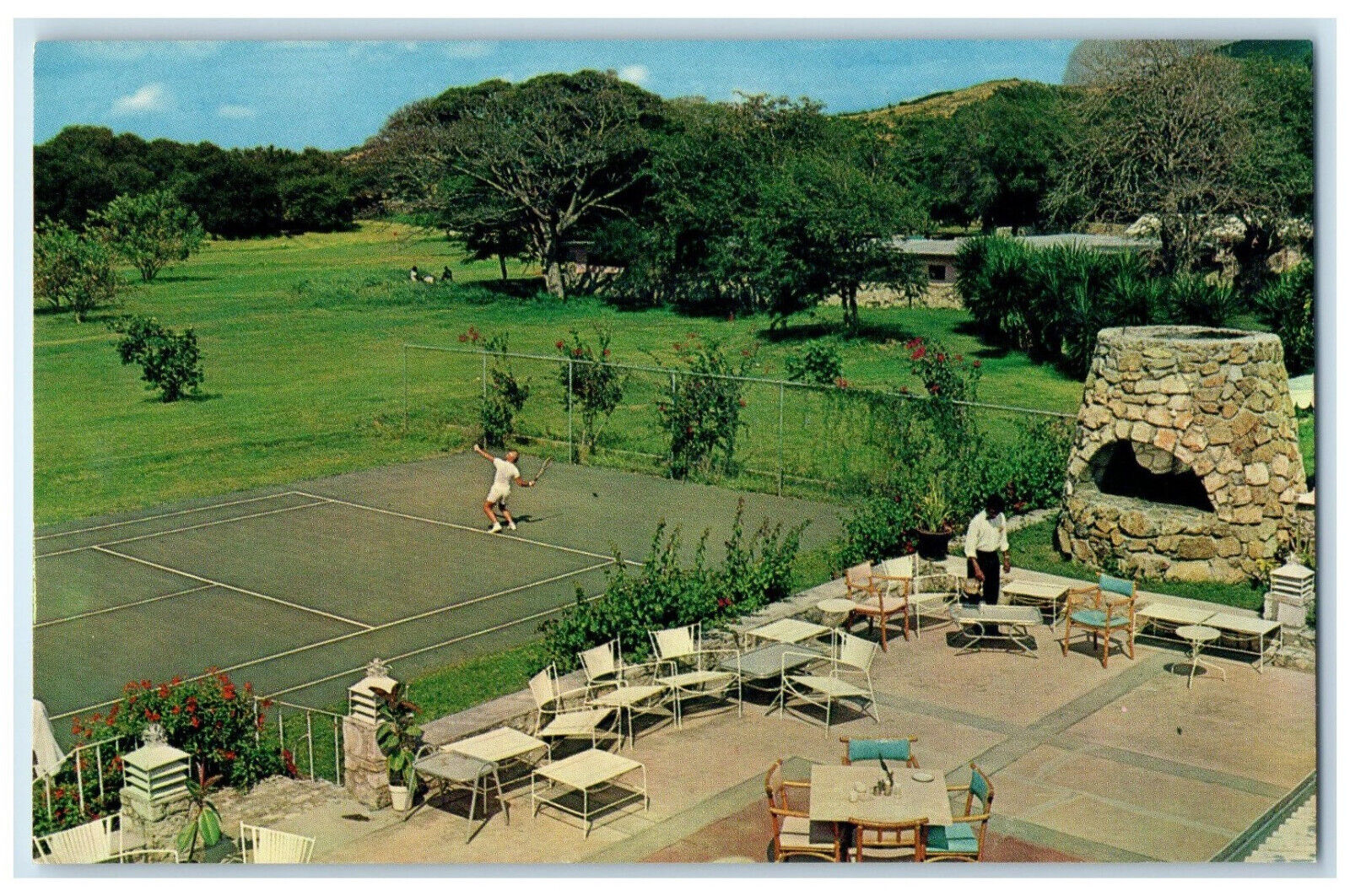 c1960\'s Dining Tennis Court Dancing Terrace Estate Carlton St. Croix Postcard