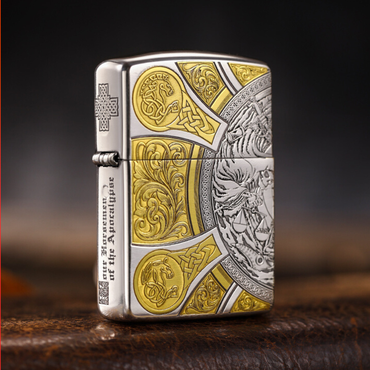 Zippo Armor Four Horsemen of the Apocalypse Lighter – 4 Engraved Sides Zippo Armor Four Horsemen of the Apocalypse Lighter – 4 Engraved Sides