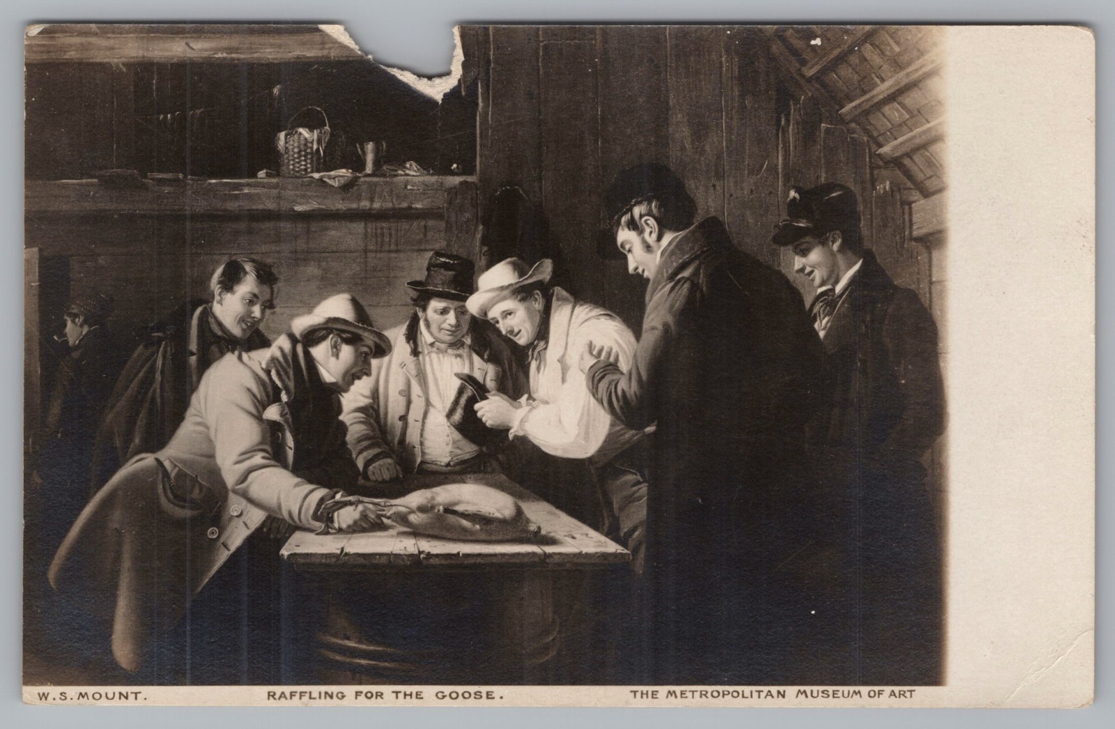 RPPC Raffling for the Goose W.S. Mount Metropolitan Museum of Art Postcard 1924 RPPC Raffling for the Goose W.S. Mount Metropolitan Museum of Art Postcard 1924