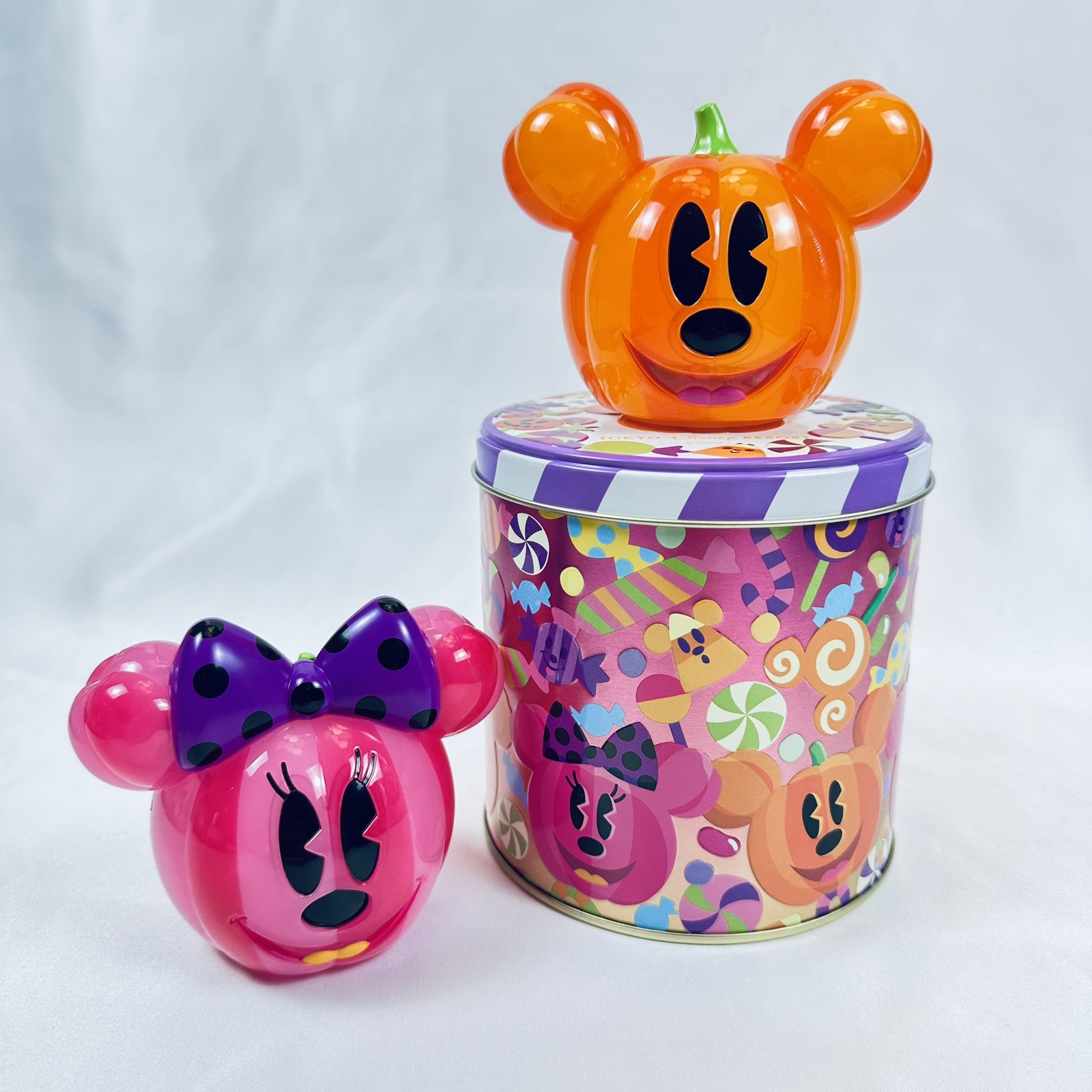 Tokyo Disney Resort Mickey Minnie Halloween Pumpkin Candy Cases & Storage Tin