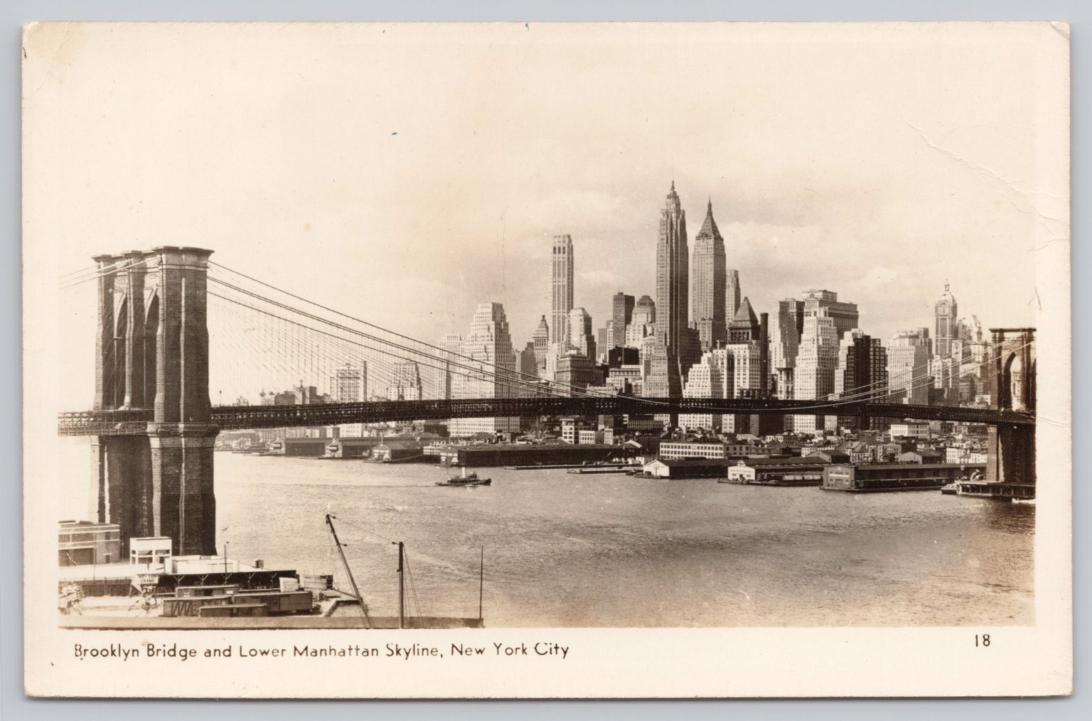 Vintage RPPC Brooklyn Bridge Lower Manhattan Skyline New York City Mainzer