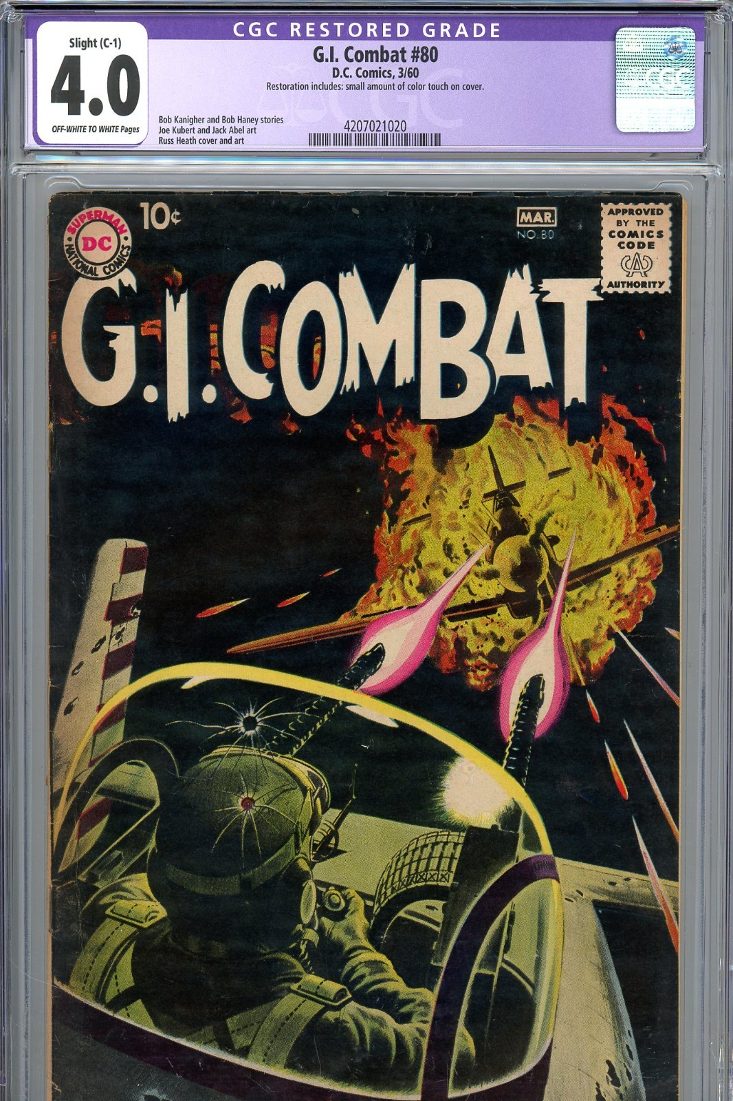 G.I. Combat #80 CGC 4.0 - grey tone cover- Heath cover - J. Kubert & Abel art