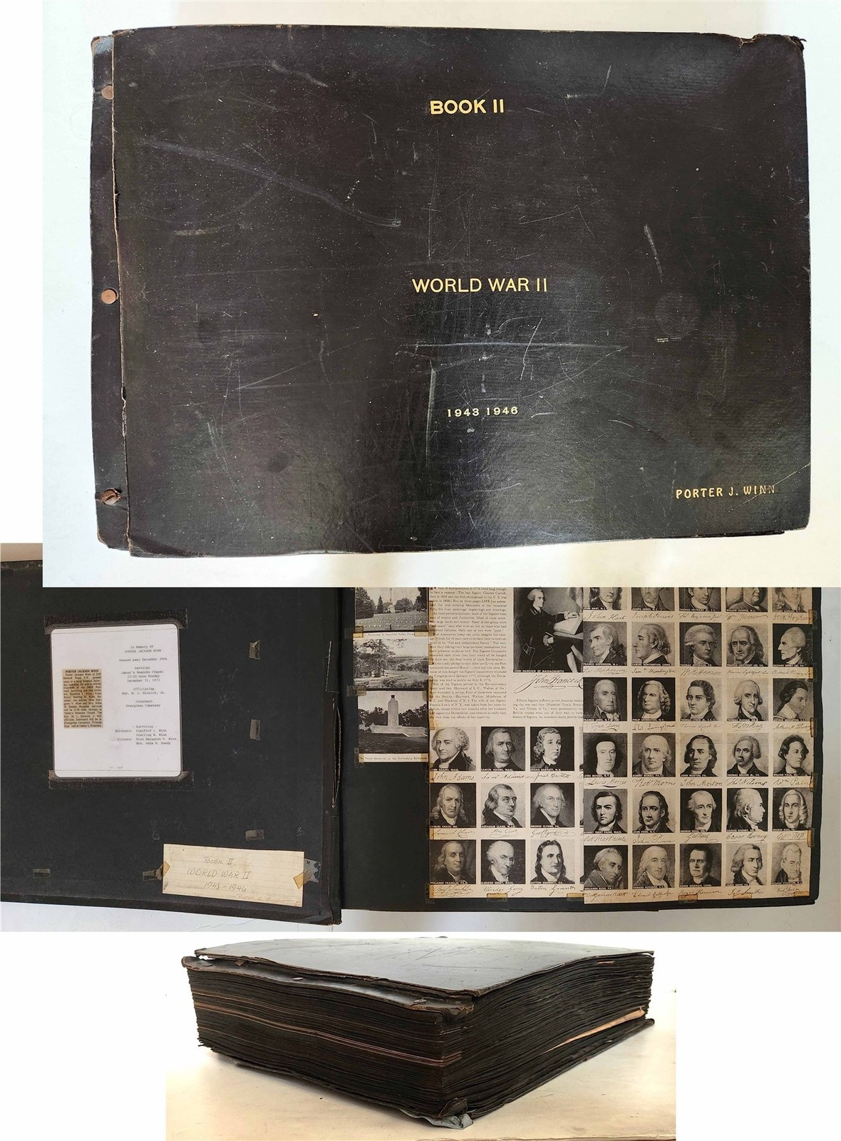 1943-46 vintage WWII SCRAPBOOK roanoke va PORTER J WINN 25lb NEWS PHOTOS history