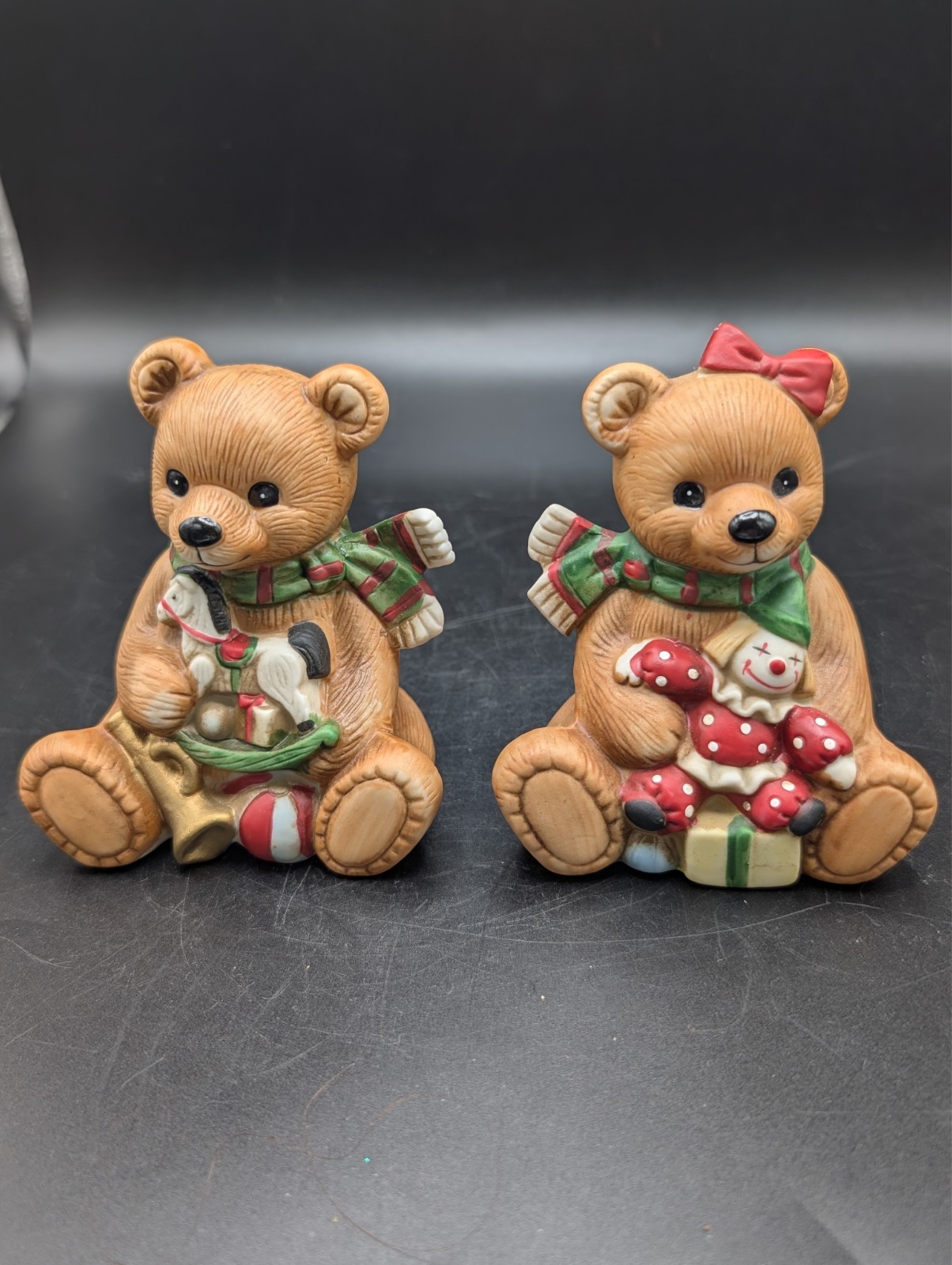 HomCo Country Christmas Teddy Bear Figurines Vintage Home Interior 5251