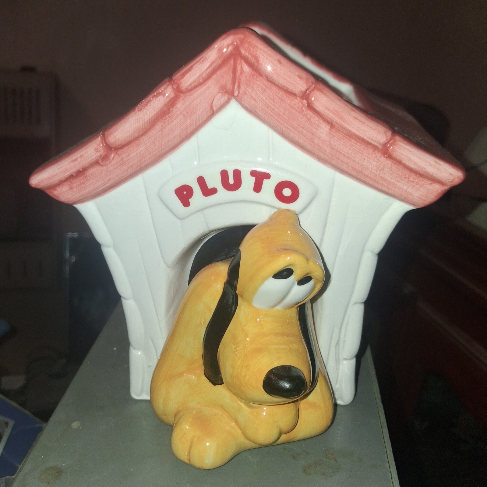 Vintage Disney Pluto Dog House Ceramic Cookie Jar Or Planter
