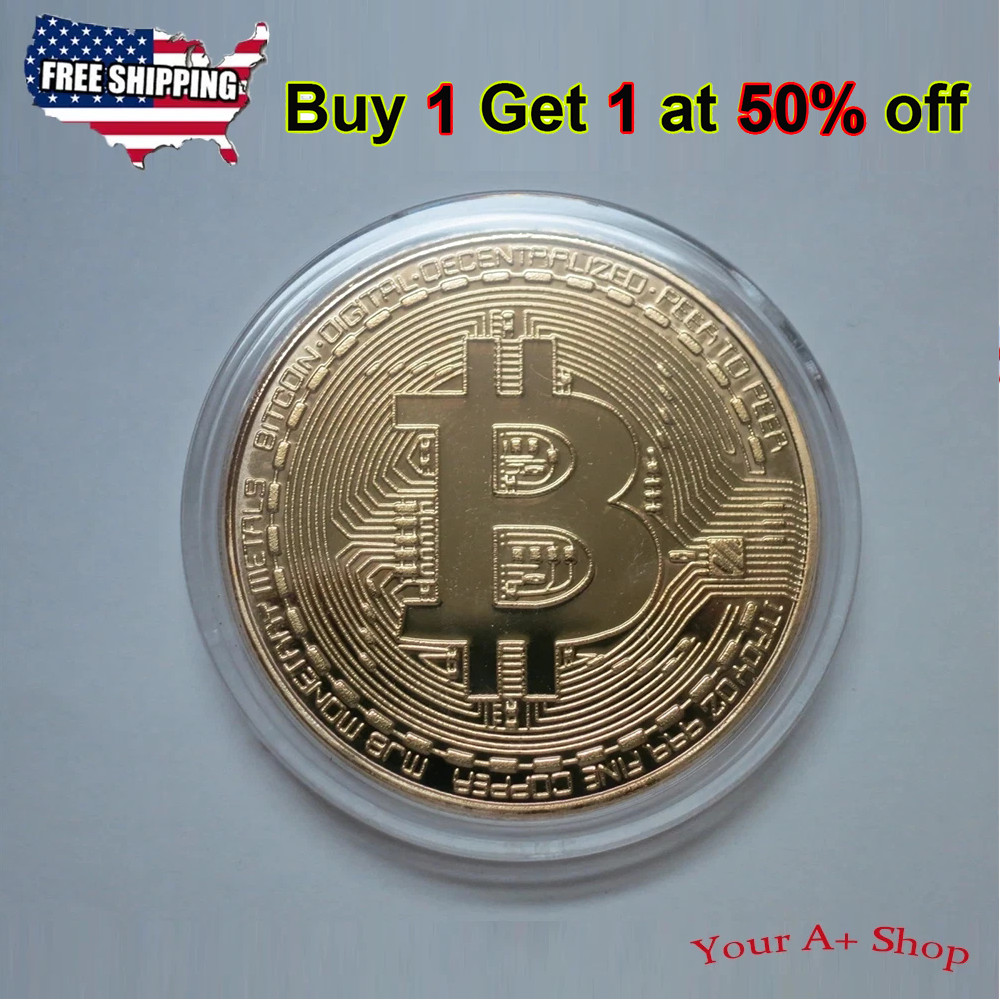 Bitcoin Gold Plated Physical Bitcoin BTC Cryptocurrency Collectible Coin in Case