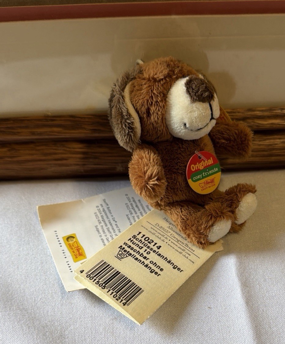 New Steiff Teddy Bear Keyring With Tags #110214 Plush Rare Keychain