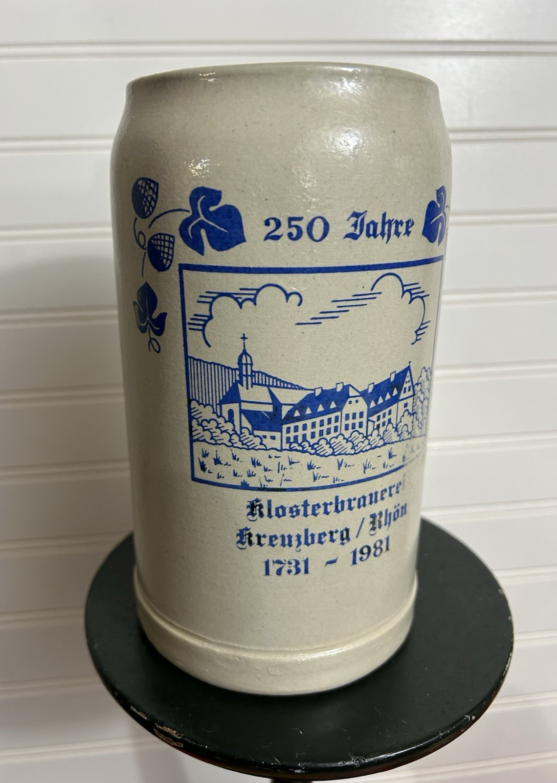 Vtg 80s German Monastery Klosterbrauerei Stoneware Beer Stein Mug Crock Large 1L