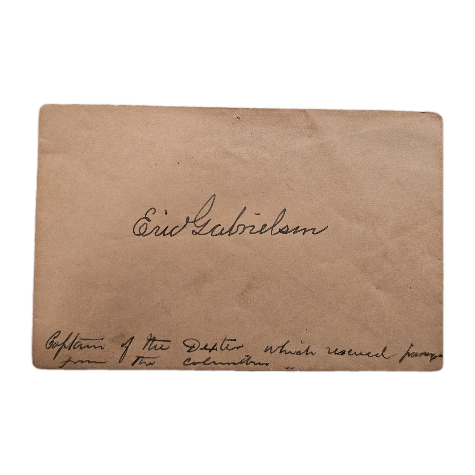 Captain Eric Gabrielsen Signed Envelope – SS Columbia Rescue Hero 1893