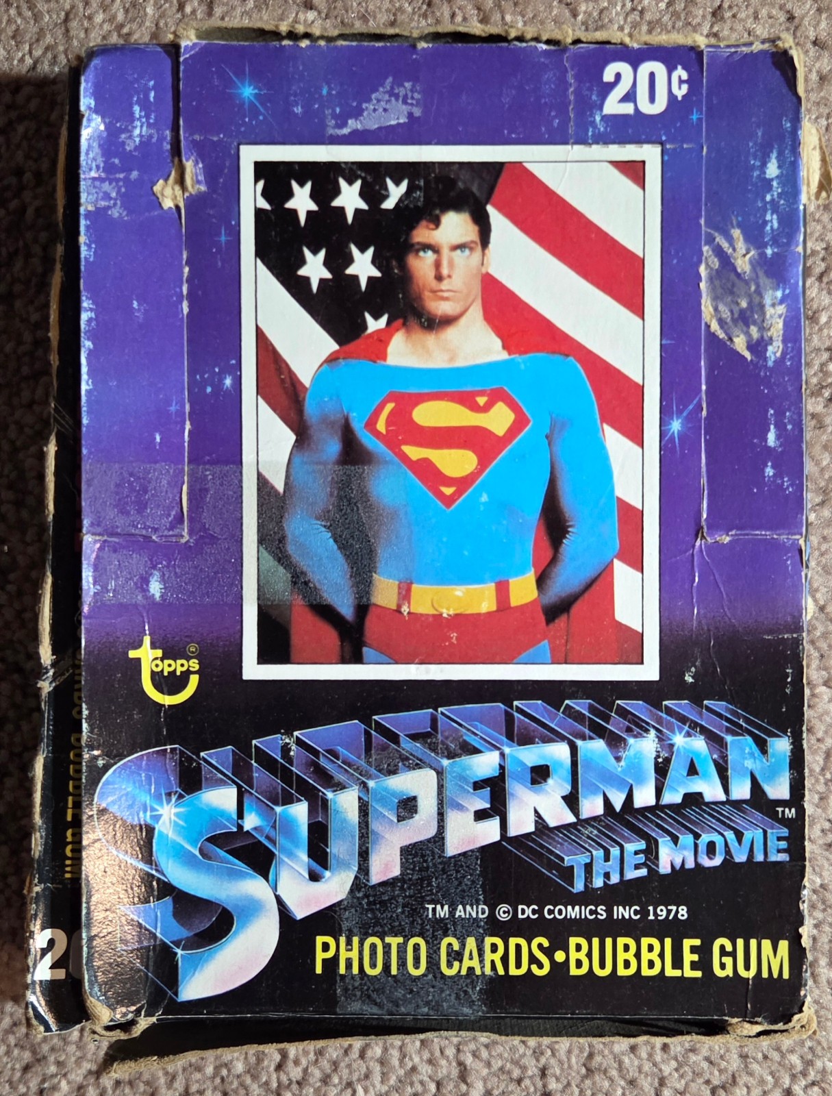 1978 Topps SUPERMAN The Movie Wax Box 36 Unopened Packs Photo Cards Bubble Gum