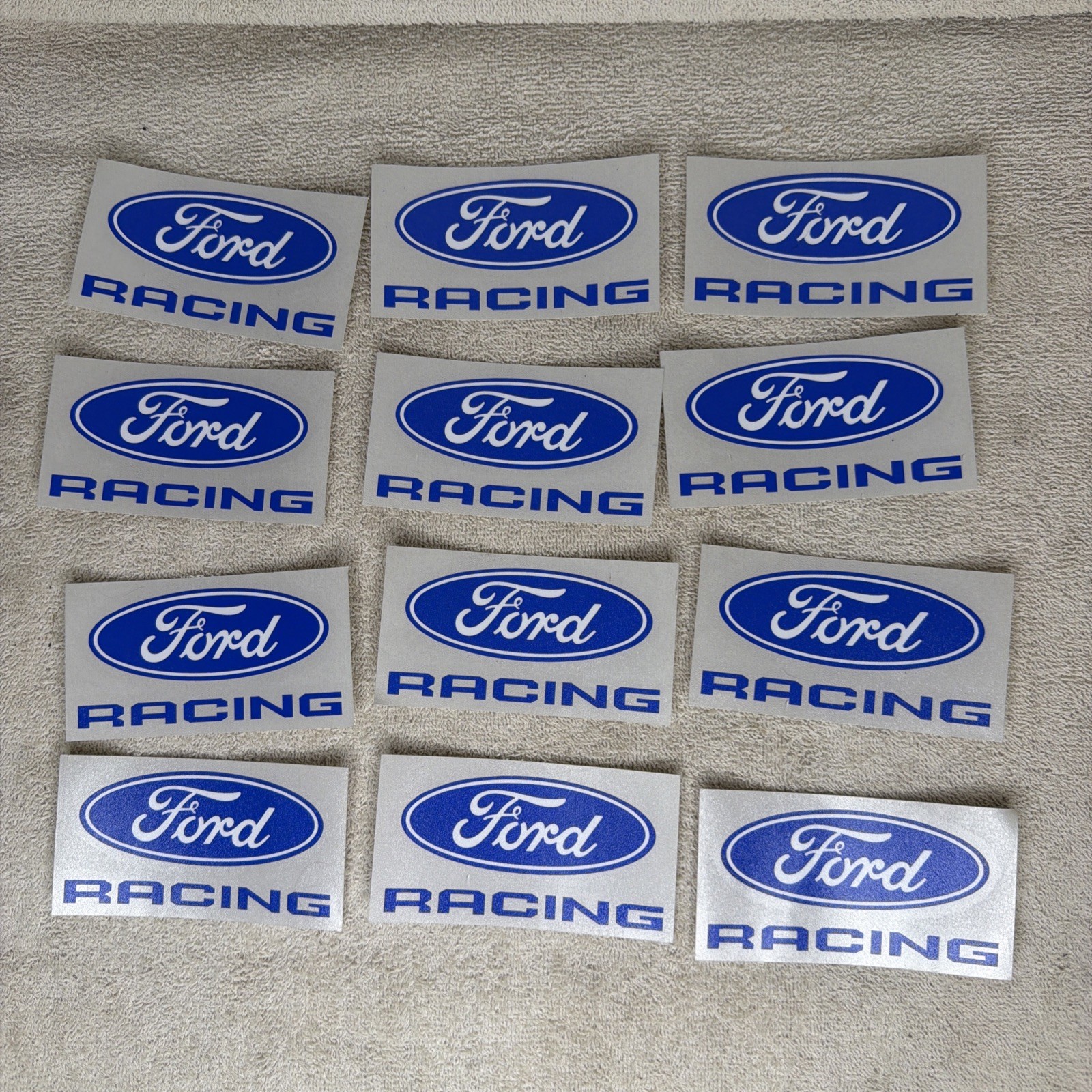 12- VINTAGE \'60s - \'70s Ford BLUE OVAL RACING STICKER/DECAL *L@@K* Ford