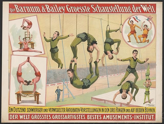 Photo:Barnum Bailey Circus Acrobats Poster 1900s Strobridge Litho Co