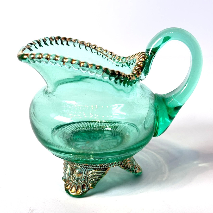 FINGER LAKES - NY NEW YORK GREEN Depression Glass Souvenir TRINKET Creamer