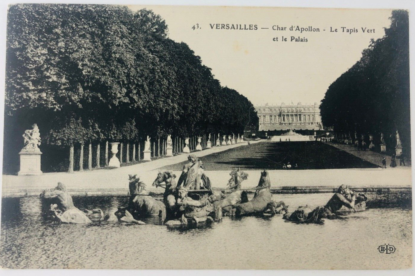 Vtg Versailles France Char d\'Apollon Parc Palace of Versailles Postcard P75