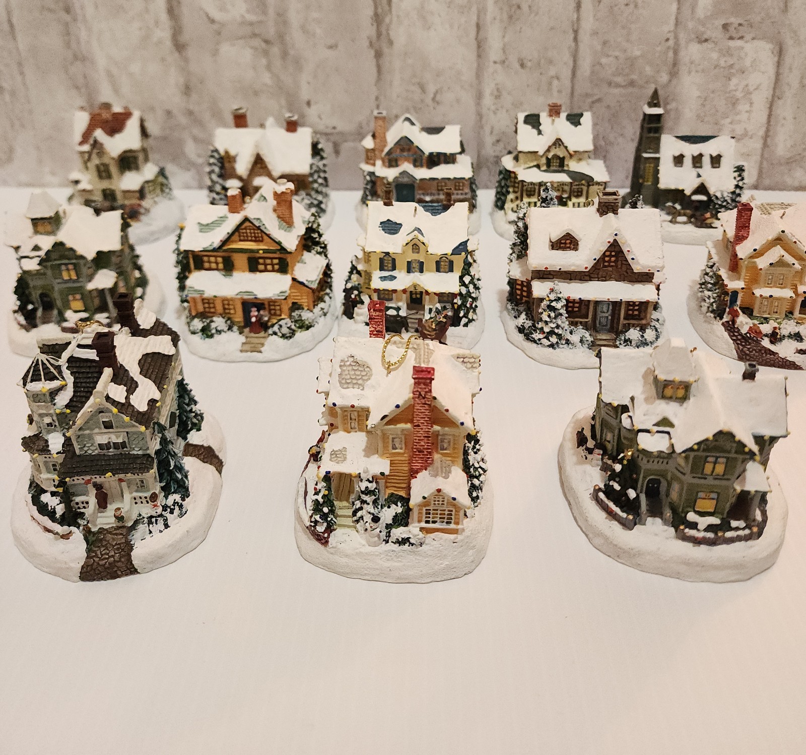 13 Thomas Kinkade's Winter Memories Illuminated Ornaments Bradford Editions 2001