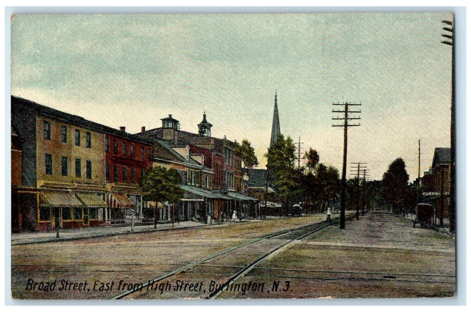 c1910 Broad Street East High Street Exterior View Burlington New Jersey Postcard